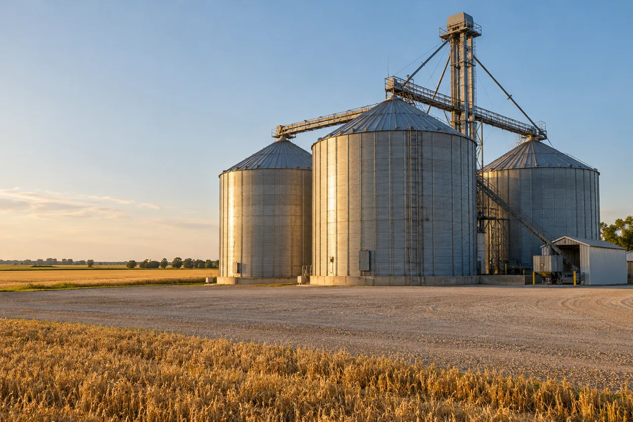 Une rangée de silos à grains